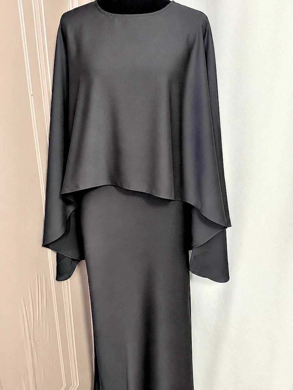 Black cape Maxi Dress